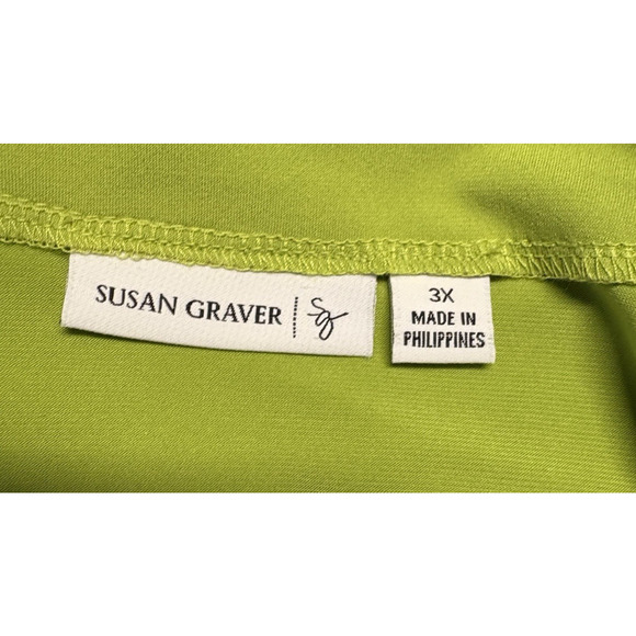 Susan Graver Lime Green Blouse - Picture 4 of 9